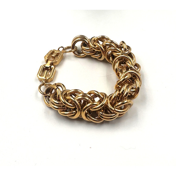 GIVENCHY Chunky Byzantine Chain Statement Necklace & Bracelet Logo 80s Runway - Picture 12 of 12
